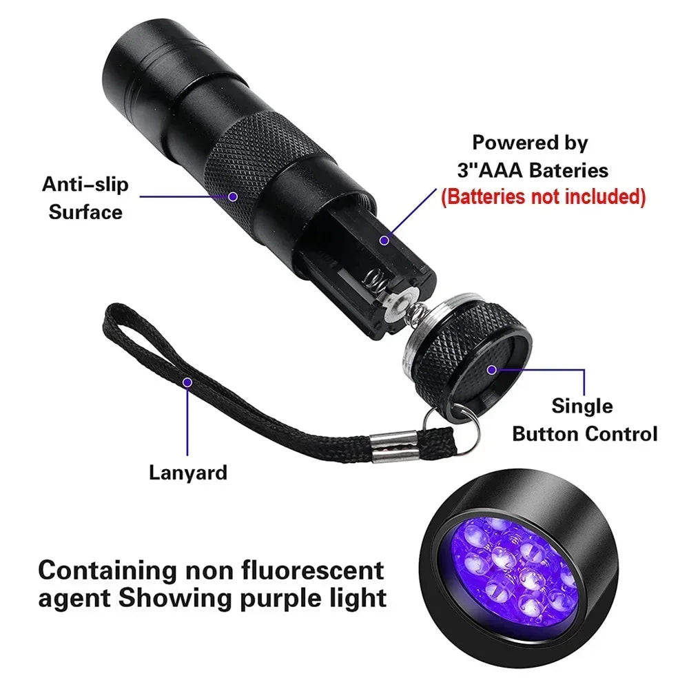 395nm UV Flashlight – 9 or 12 LED