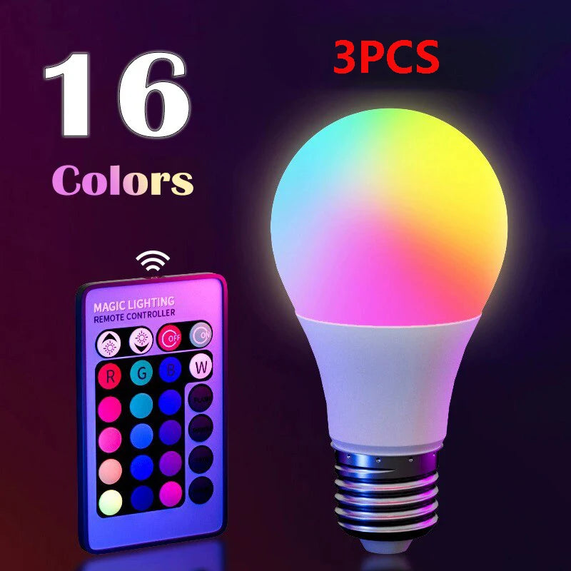 E27 RGB LED Bulb with Remote – 8W, 220V