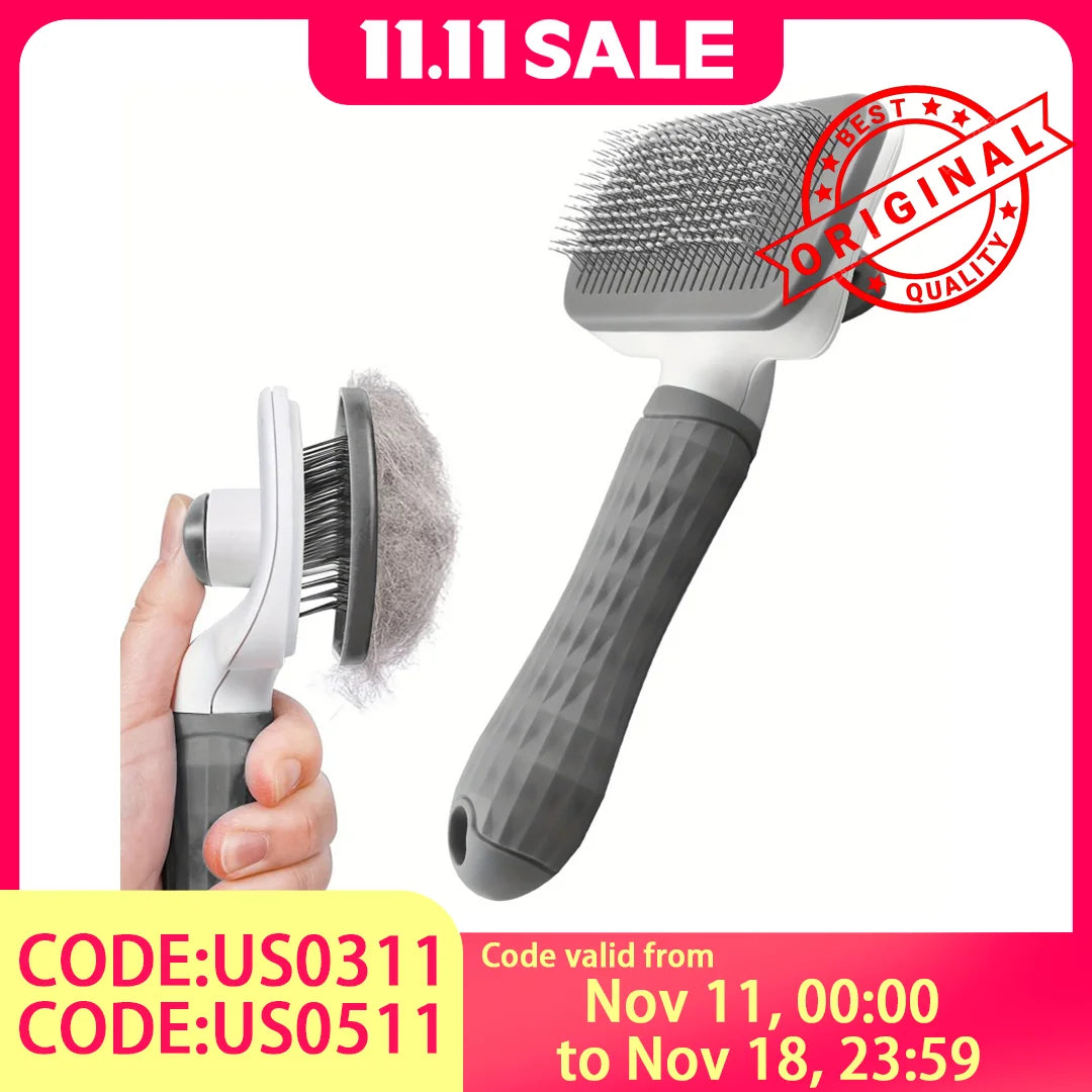 2-in-1 Self-Cleaning Pet Grooming Brush